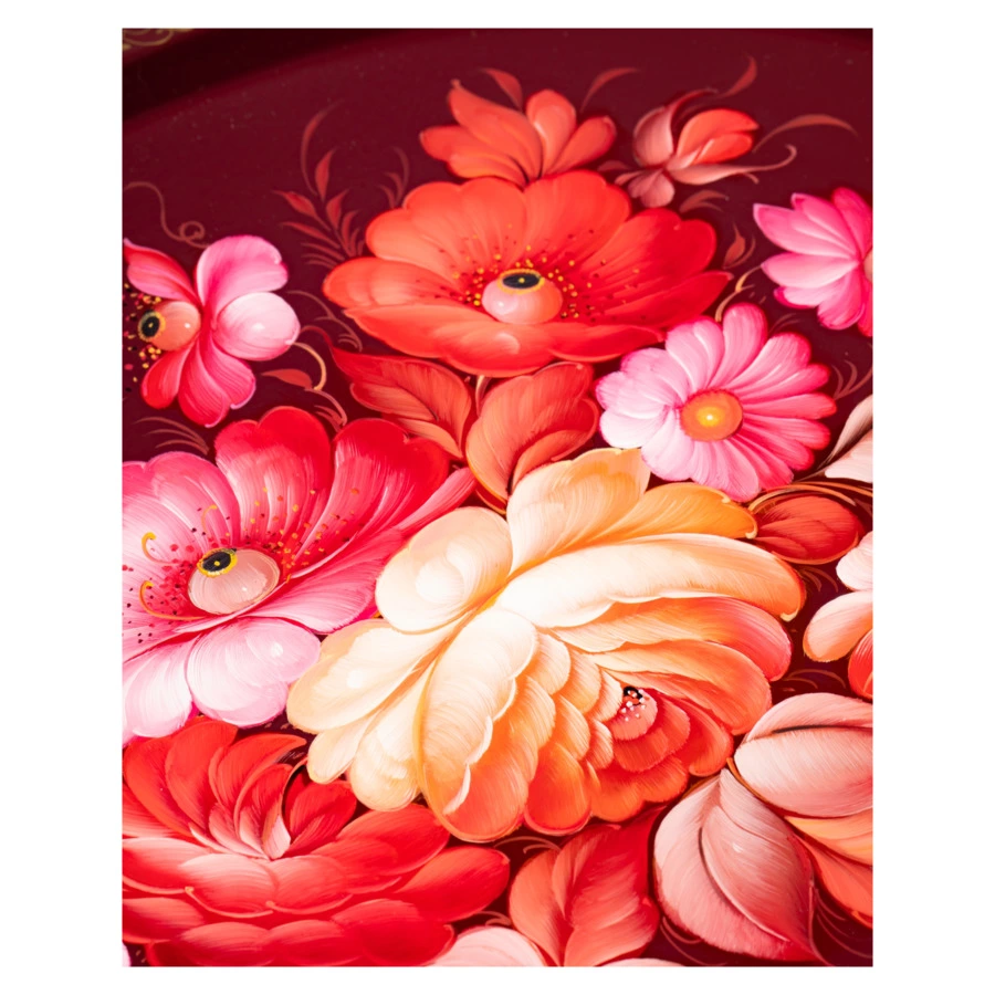 Поднос прямоугольный Жостовская фабрика декоративной росписи Родной 38х30см, сталь нержавеющая, п/к