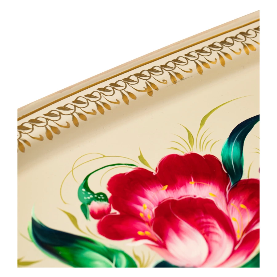 Поднос прямоугольный Жостовская фабрика декоративной росписи Сказка 45х36см, п/к