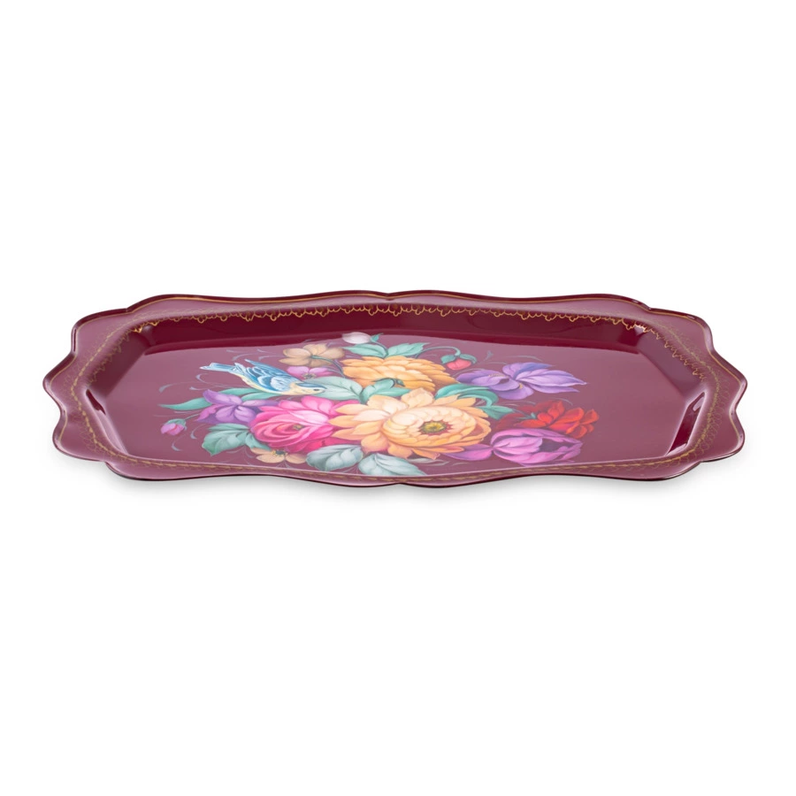 Поднос прямоугольный Жостовская фабрика декоративной росписи Подарок 47х34 см, п/к