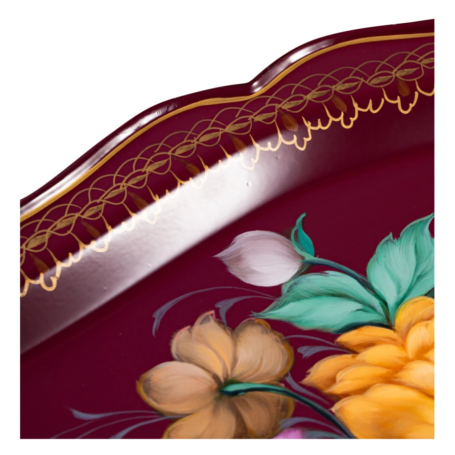 Поднос прямоугольный Жостовская фабрика декоративной росписи Подарок 47х34 см, п/к