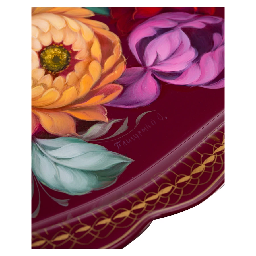 Поднос прямоугольный Жостовская фабрика декоративной росписи Подарок 47х34 см, п/к