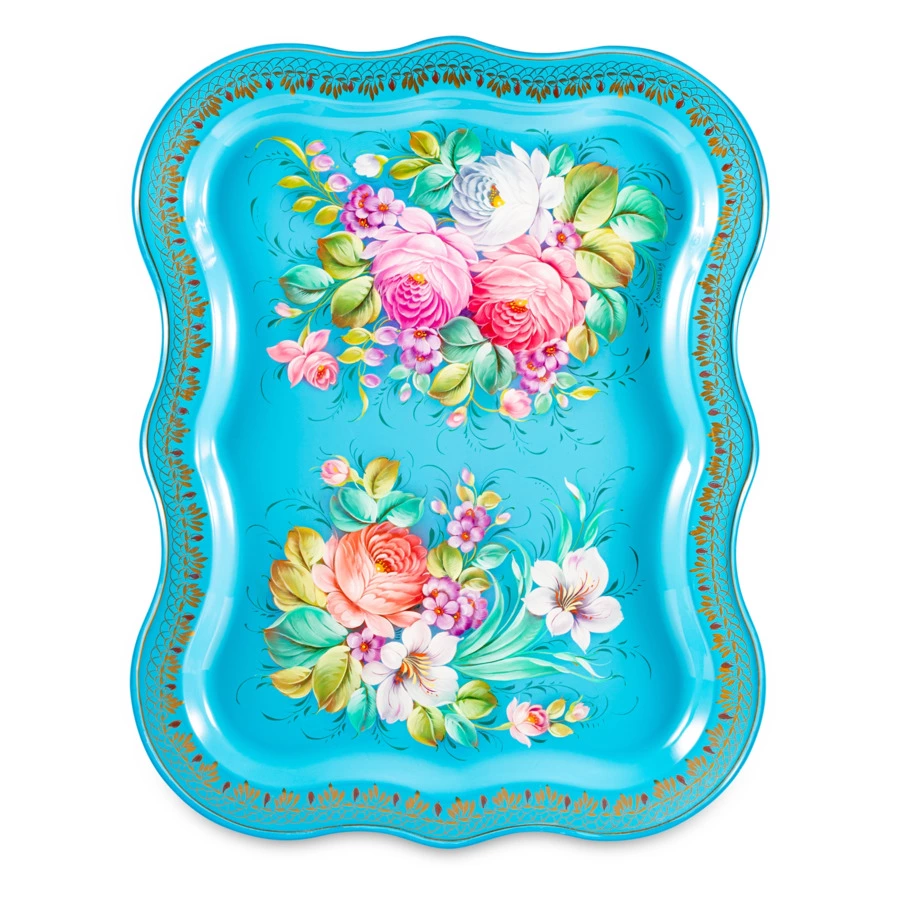 Поднос прямоугольный Жостовская фабрика декоративной росписи Праздник, 51х40 см, п/к
