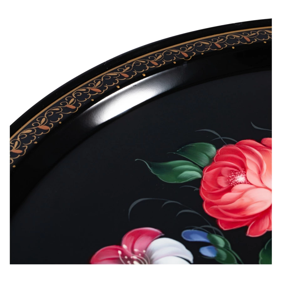 Поднос круглый Жостовская фабрика декоративной росписи Очарование, 50 см, п/к