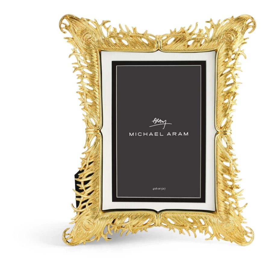 Рамка для фото Michael Aram Перья 13х18 см, сталь нержавеющая, золото