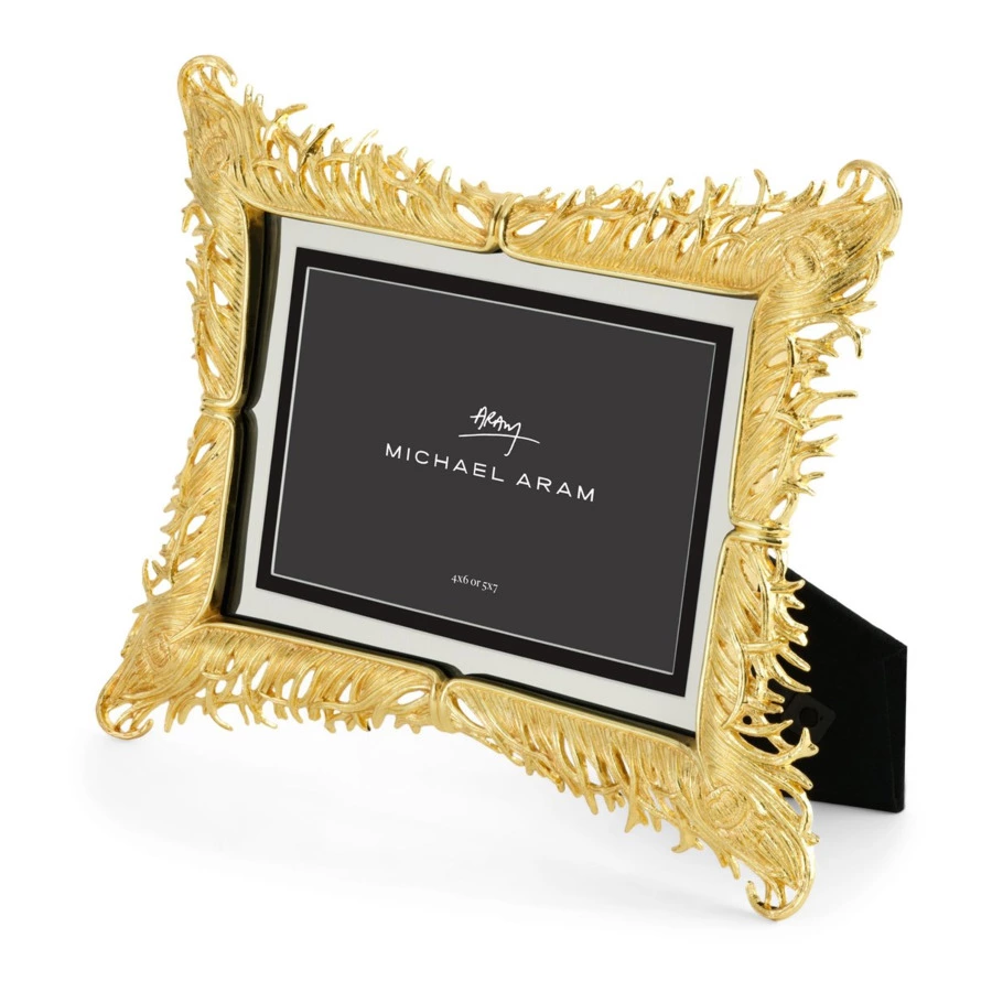 Рамка для фото Michael Aram Перья 13х18 см, сталь нержавеющая, золото
