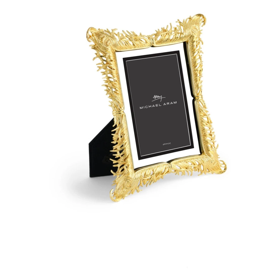 Рамка для фото Michael Aram Перья 13х18 см, сталь нержавеющая, золото