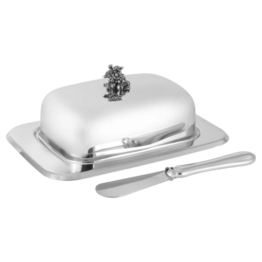 Масленка с крышкой и ножом Regent Винтаж 18х13х7 см, Сталь нержавеющая, п/к