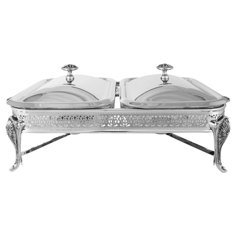 Блюдо с подогревом Regent Британи 2 секции, с крышками, п/к