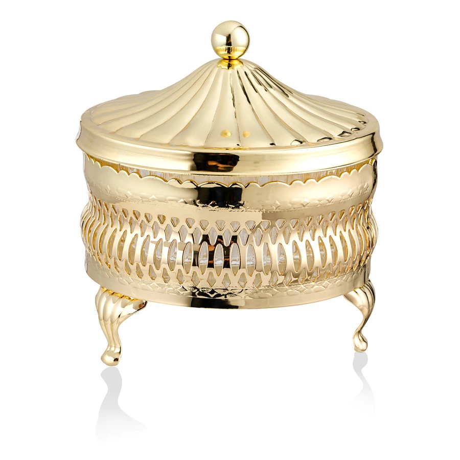 Сахарница круглая с крышкой Queen Anne 11 см, сталь, золотистая