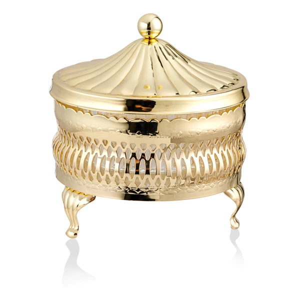 Сахарница круглая с крышкой Queen Anne 11 см, сталь, золотистая
