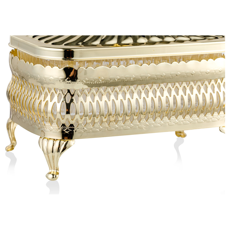 Масленка прямоугольная с крышкой Queen Anne 13х9см, золотой цвет, сталь, стекло