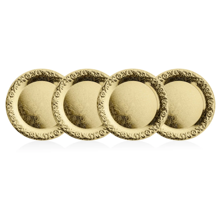 Набор подставок под стаканы Queen Anne, 14 см, 4 шт, золотистый, сталь