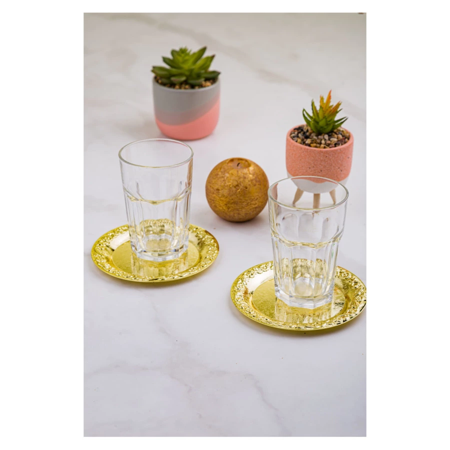 Набор подставок под стаканы Queen Anne, 14 см, 4 шт, золотистый, сталь