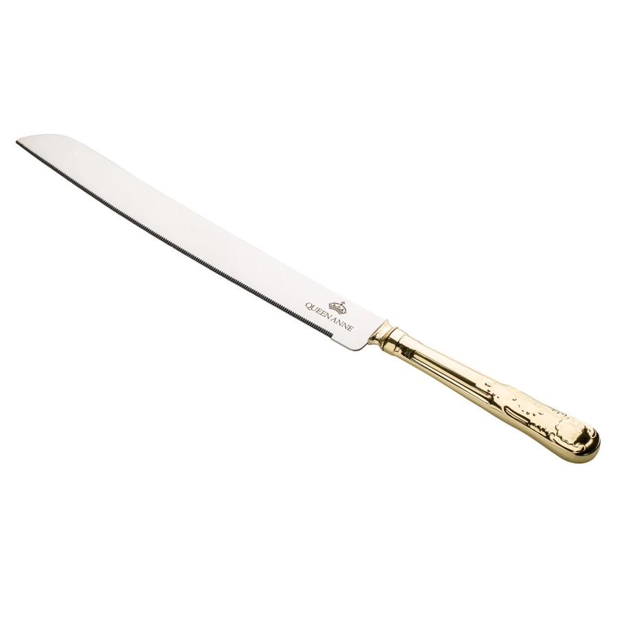Набор для торта Queen Anne 2 предмета, нож 31 см и лопатка 26 см, золотой цвет, сталь