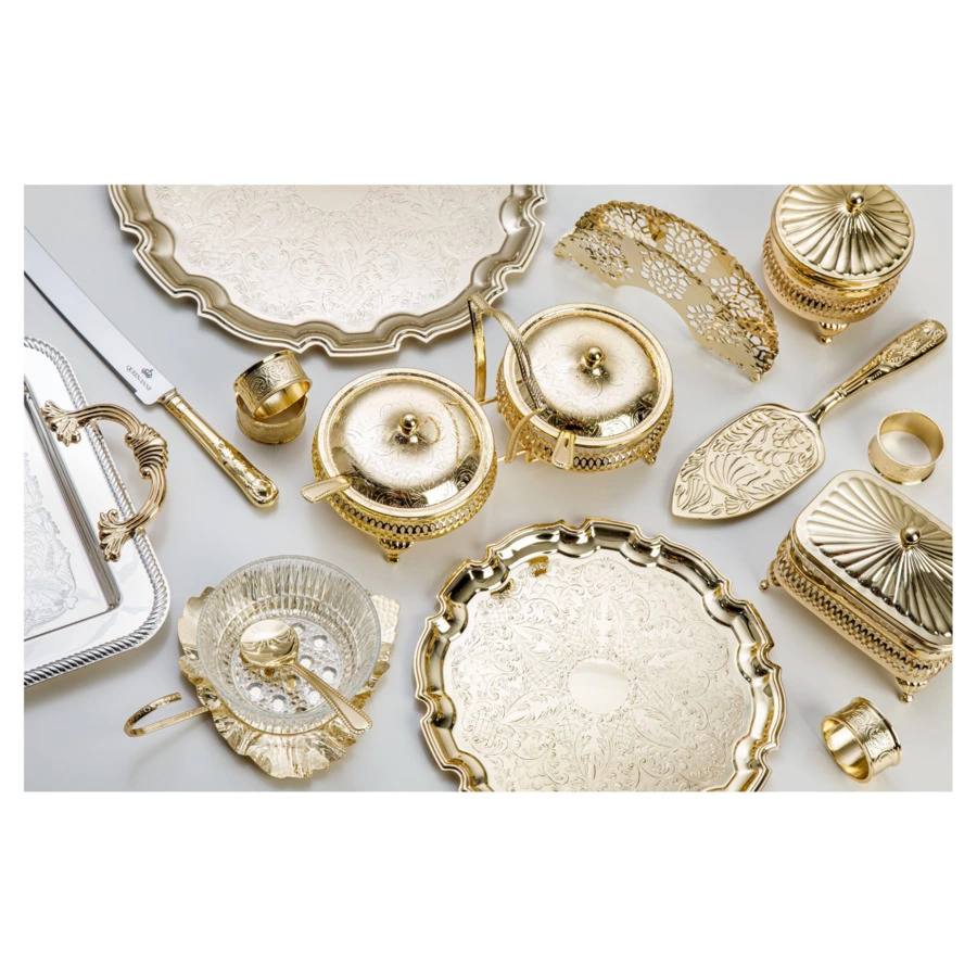 Набор для торта Queen Anne 2 предмета, нож 31 см и лопатка 26 см, золотой цвет, сталь