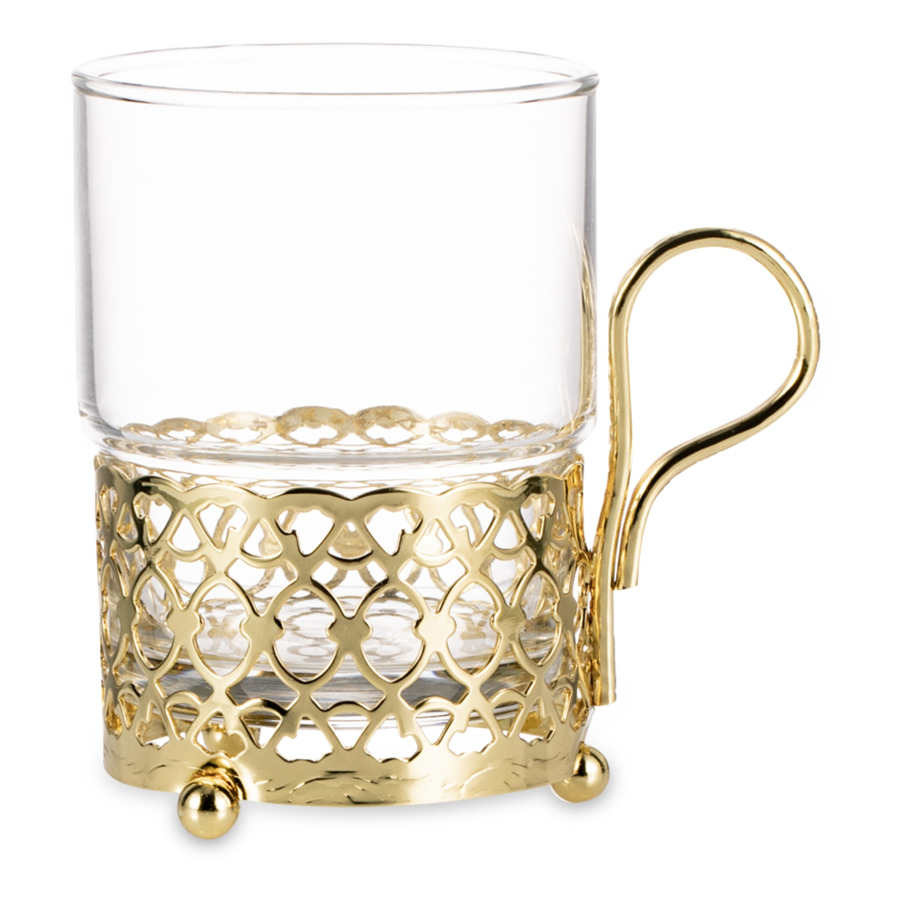 Стакан с подстаканником Queen Anne Античный, золотой цвет, стекло, сталь набор из стакана с подстаканником queen anne римский 7х9 см