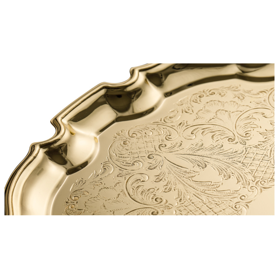 Поднос Queen Anne Чиппендейл 24 см, золотистый, сталь