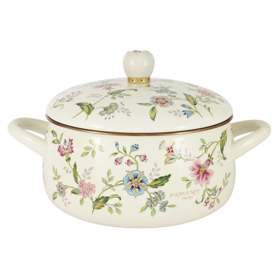 Кастрюля эмалированная Ejiry Прованс, 20см, 2,6 л, с крышкой, молочная