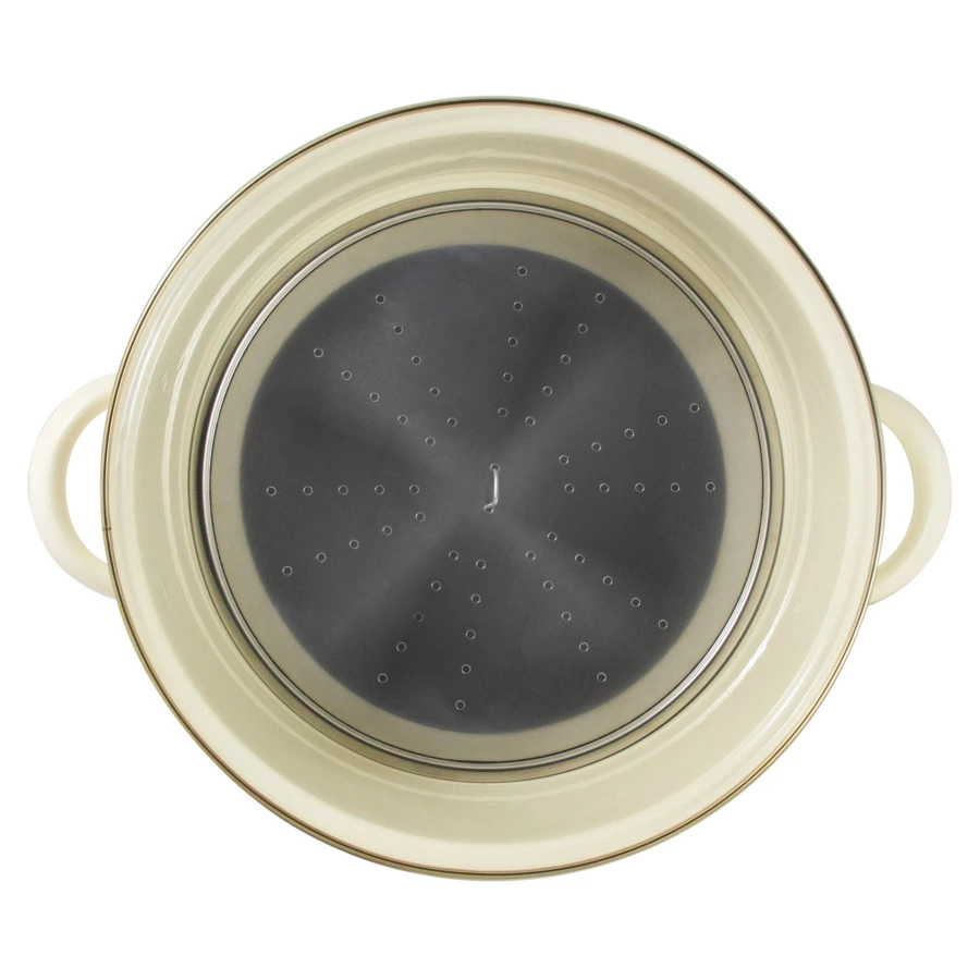 Кастрюля эмалированная со вставкой-пароваркой Ejiry Прованс, 24см, 6,5л, крышка стекло, молочная