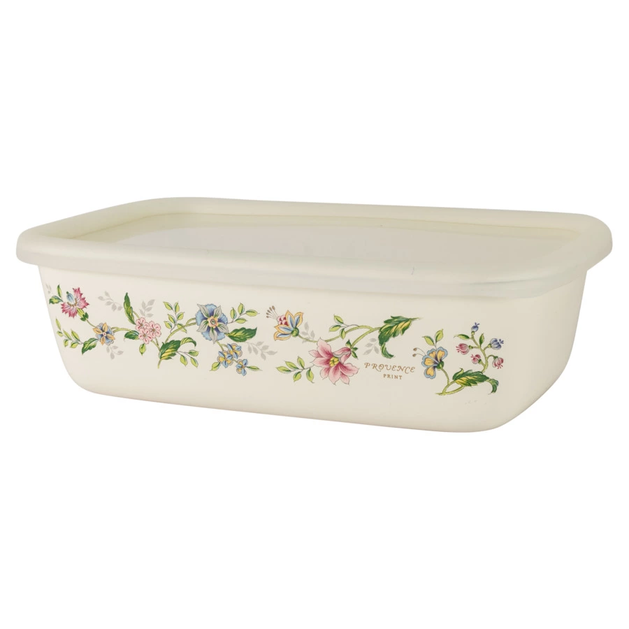 Лоток для запекания и холодца с крышкой Ejiry Прованс, 21х13,5см, эмаль, молочная