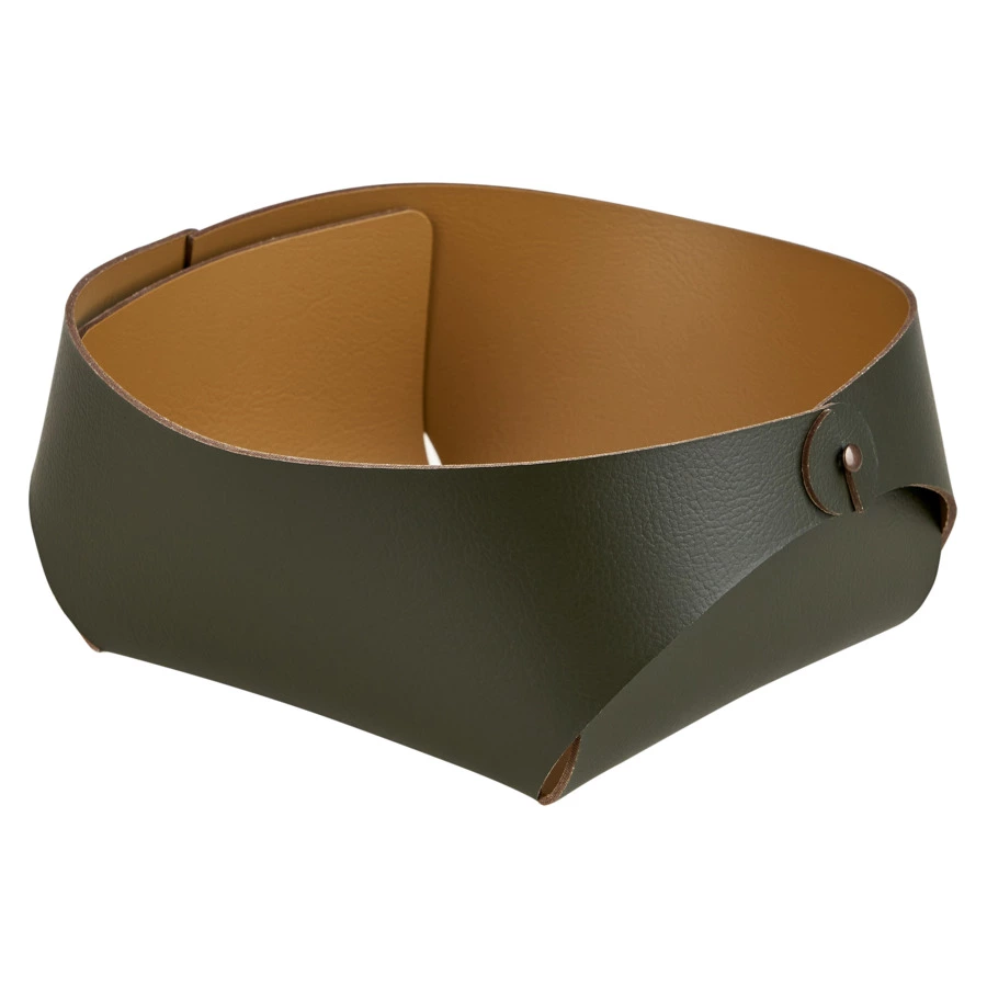 Корзина ADJ Flora 20х20х9 см, кожа натуральная, оливковый