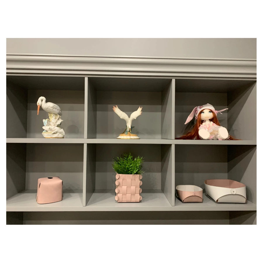 Корзинка квадратная ADJ Flora 15х15х7 см, кожа натуральная, пепельная роза