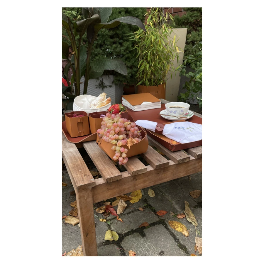 Корзинка квадратная ADJ Flora 15х15х7 см, кожа натуральная, пепельная роза