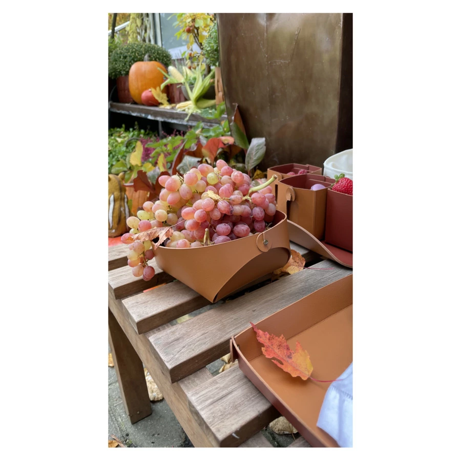 Корзинка квадратная ADJ Flora 15х15х7 см, кожа натуральная, пепельная роза