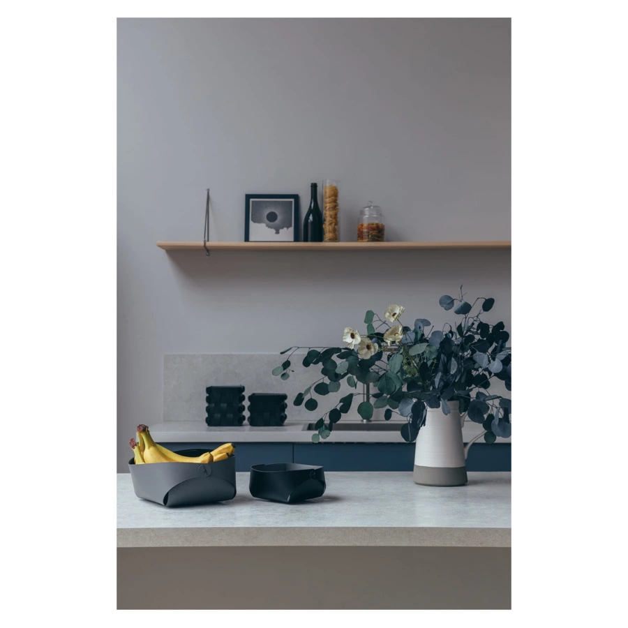 Корзинка квадратная ADJ Flora 15х15х7 см, кожа натуральная, пепельная роза