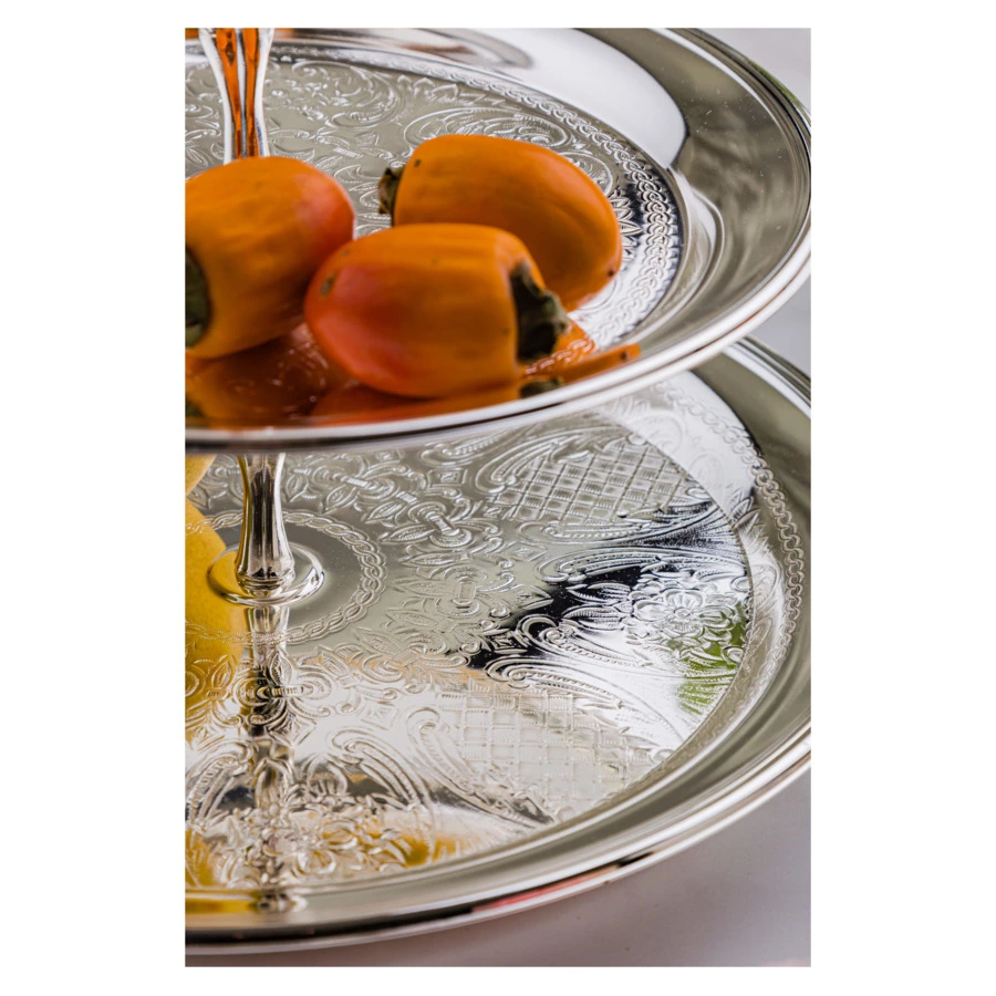 Блюдо трехъярусное Queen Anne 35 см,сталь,посеребрение