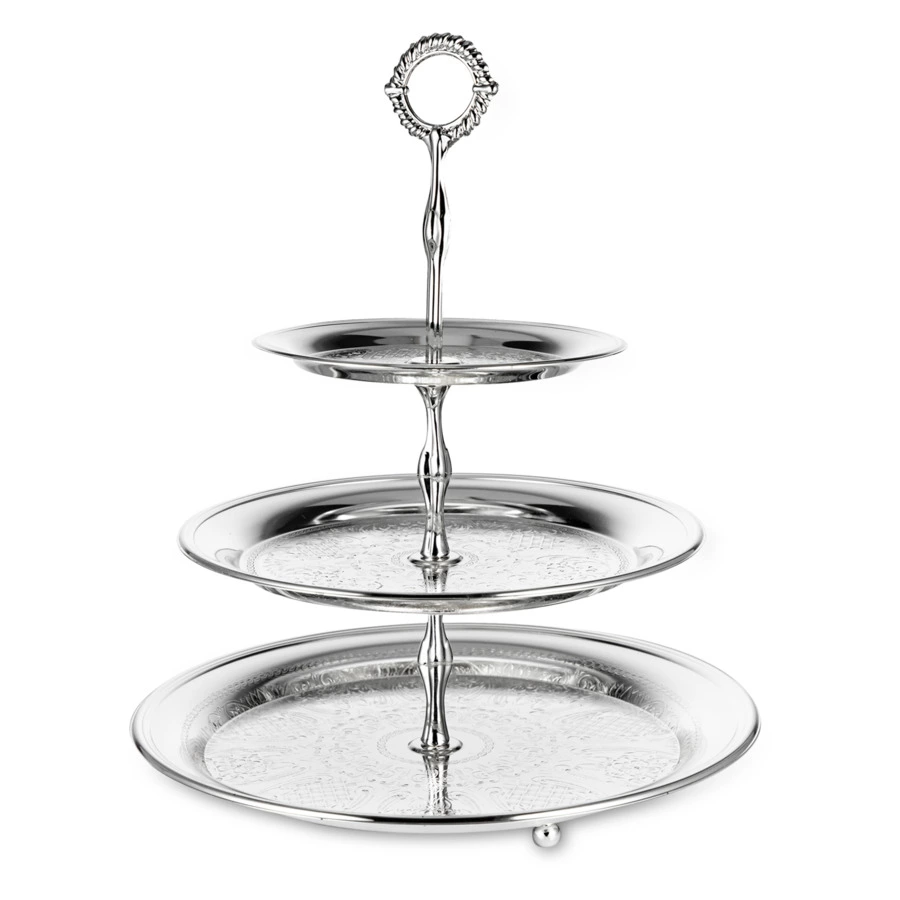 Блюдо трехъярусное Queen Anne 35 см,сталь,посеребрение