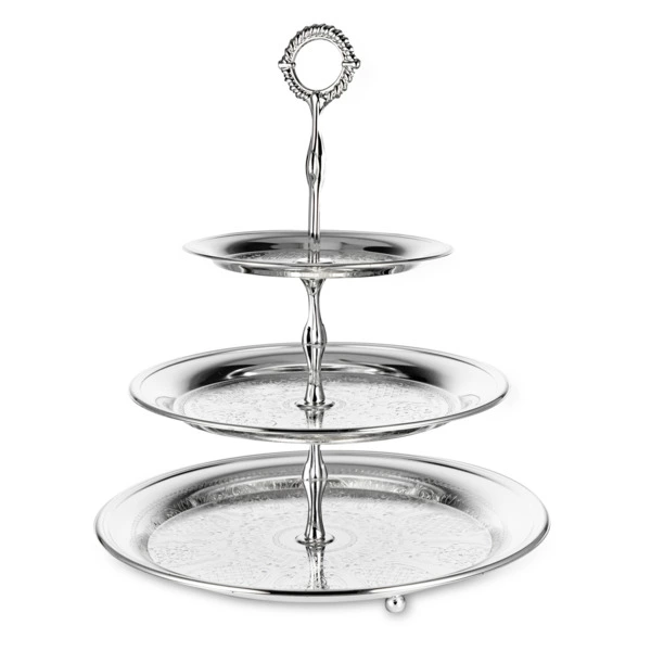 Блюдо трехъярусное Queen Anne 35 см,сталь,посеребрение