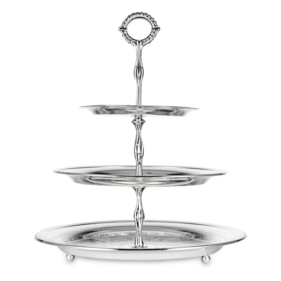 Блюдо трехъярусное Queen Anne 35 см,сталь,посеребрение