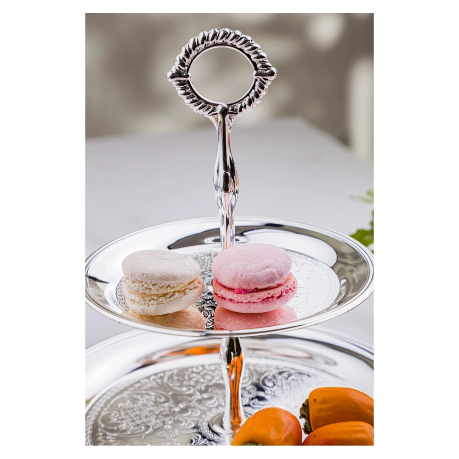 Блюдо трехъярусное Queen Anne 35 см,сталь,посеребрение