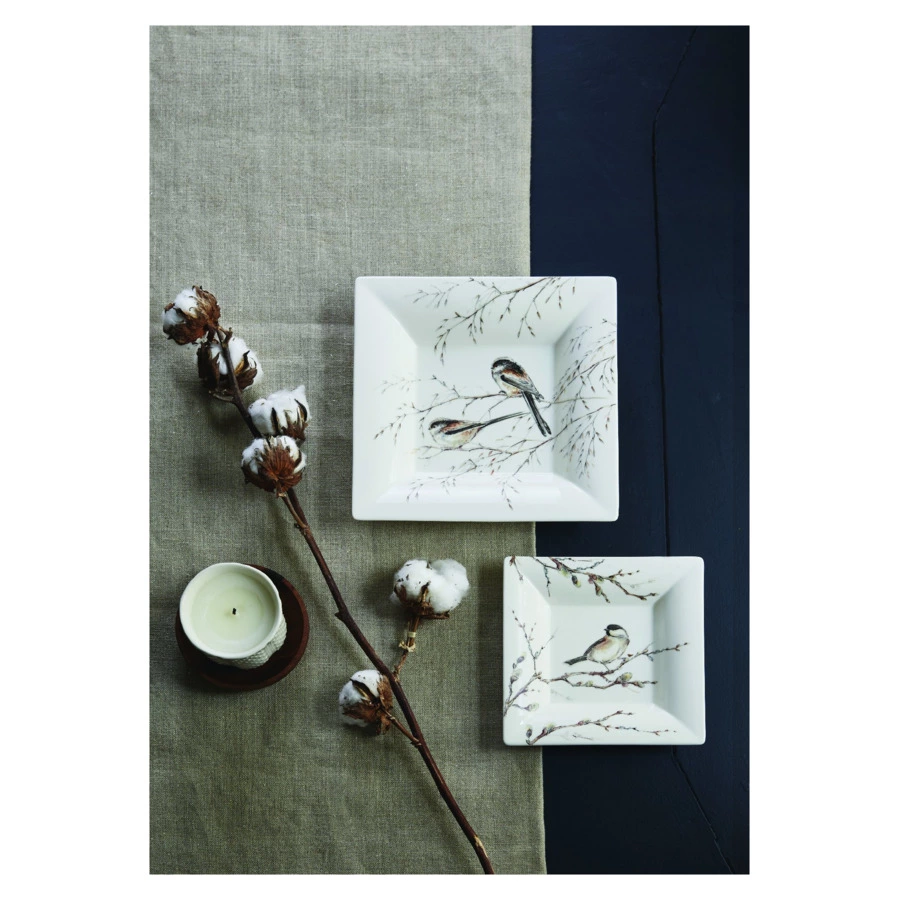 Блюдо квадратное Gien Лесные птицы 22х22 см, фаянс