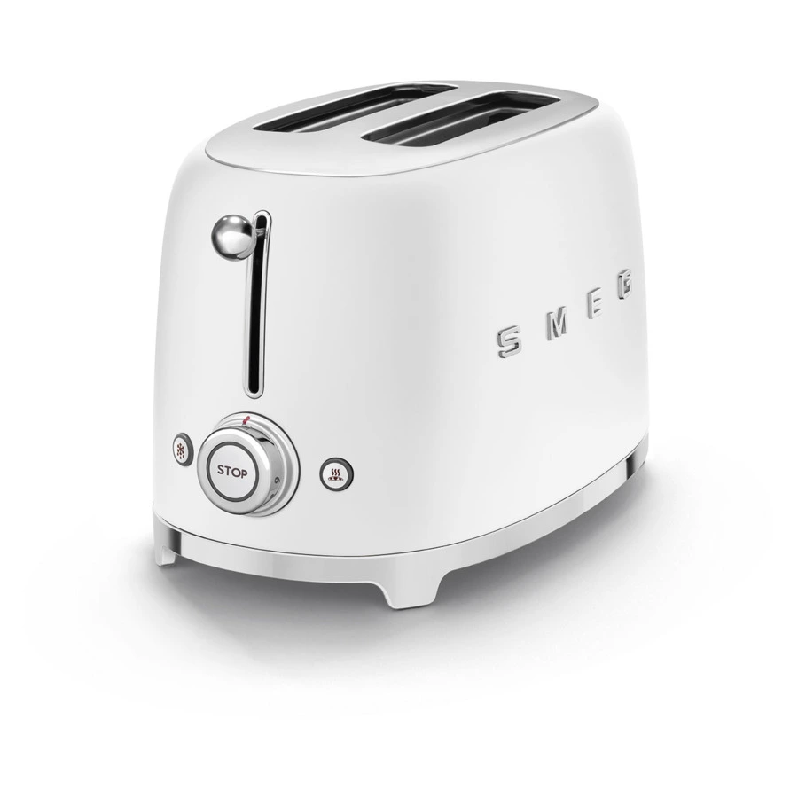 Тостер на 2 ломтика SMEG TSF01WHMEU, 950 Вт, матовый белый