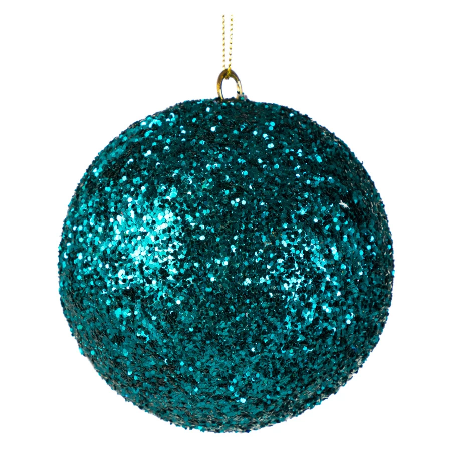 Елочное украшение шар в блестках SHISHI, d10см, зеленый, стекло