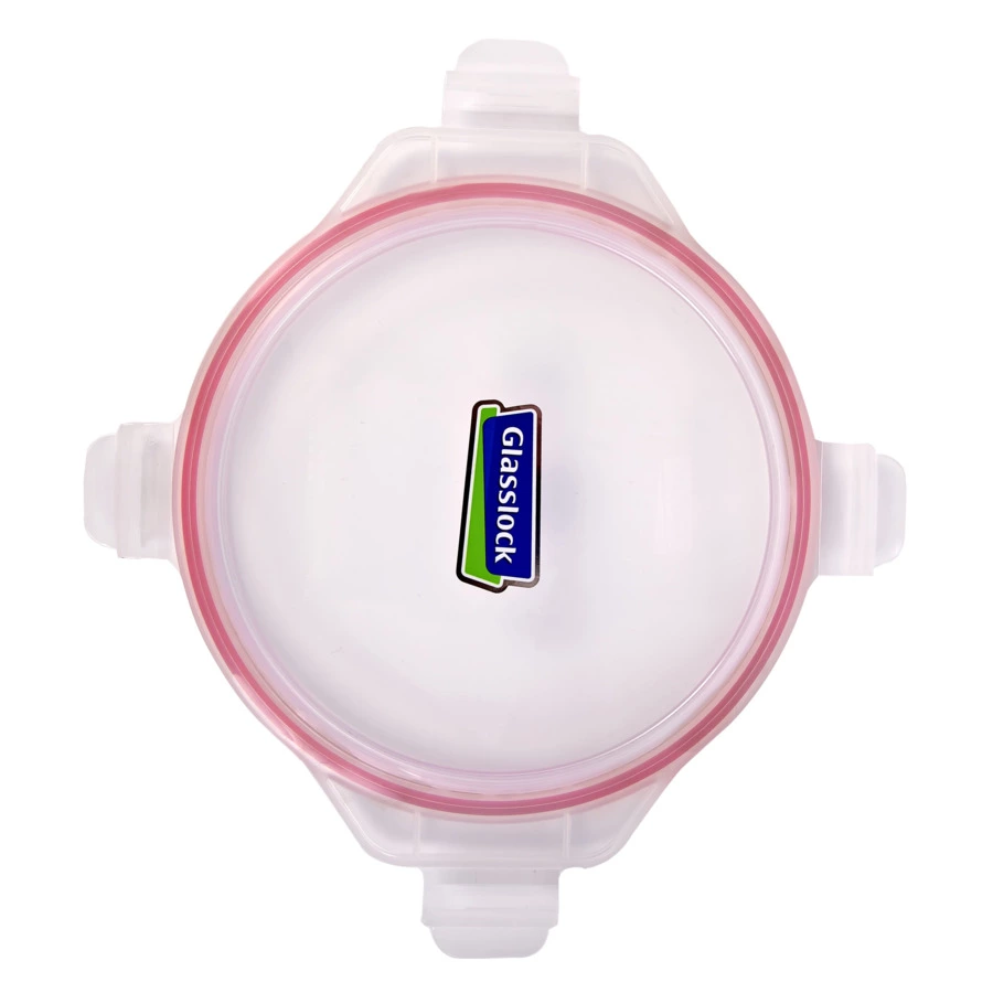 Контейнер круглый Glasslock 1,46 л,  розовый силикон, стекло