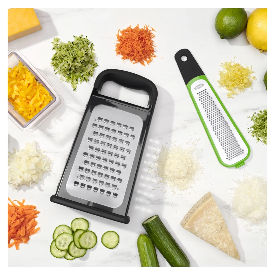 Терка 4-х сторонняя с контейнером OXO и съемной ручной теркой, 32 см