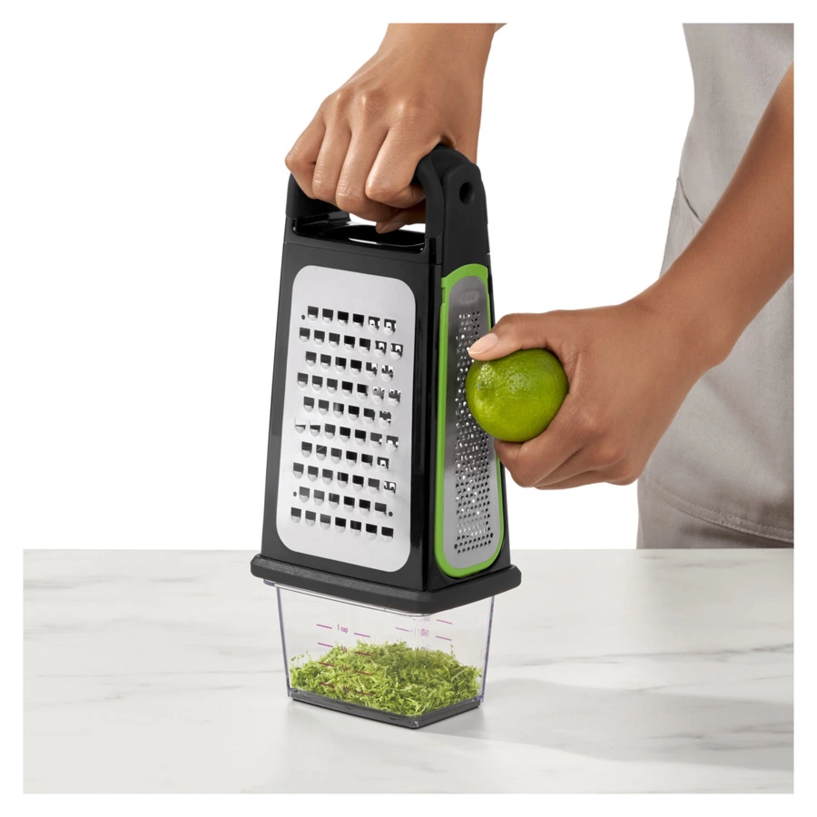 Терка 4-х сторонняя с контейнером OXO и съемной ручной теркой, 32 см