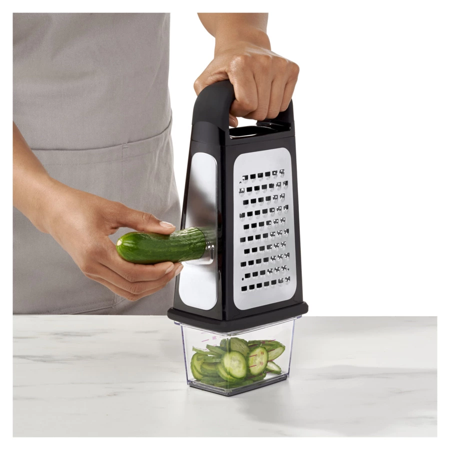 Терка 4-х сторонняя с контейнером OXO и съемной ручной теркой, 32 см