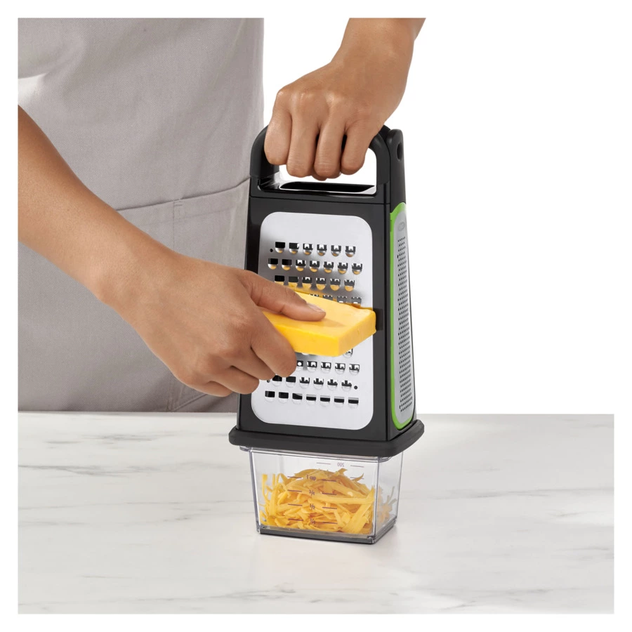 Терка 4-х сторонняя с контейнером OXO и съемной ручной теркой, 32 см