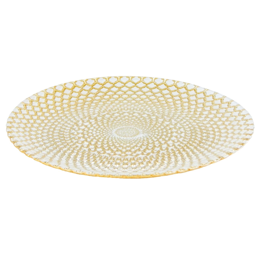 Блюдо Akcam Вирджиния Алмаз 40 см, стекло, бело-золотой