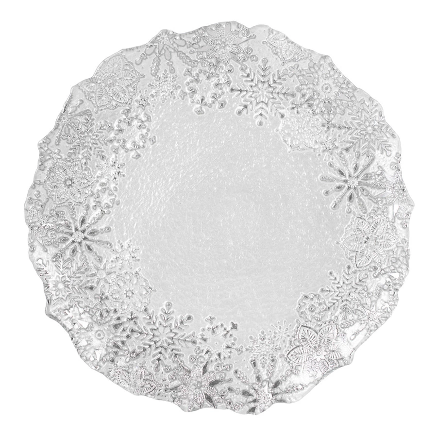 Тарелка десертная Akcam Снежные узоры 21 см, стекло, белый