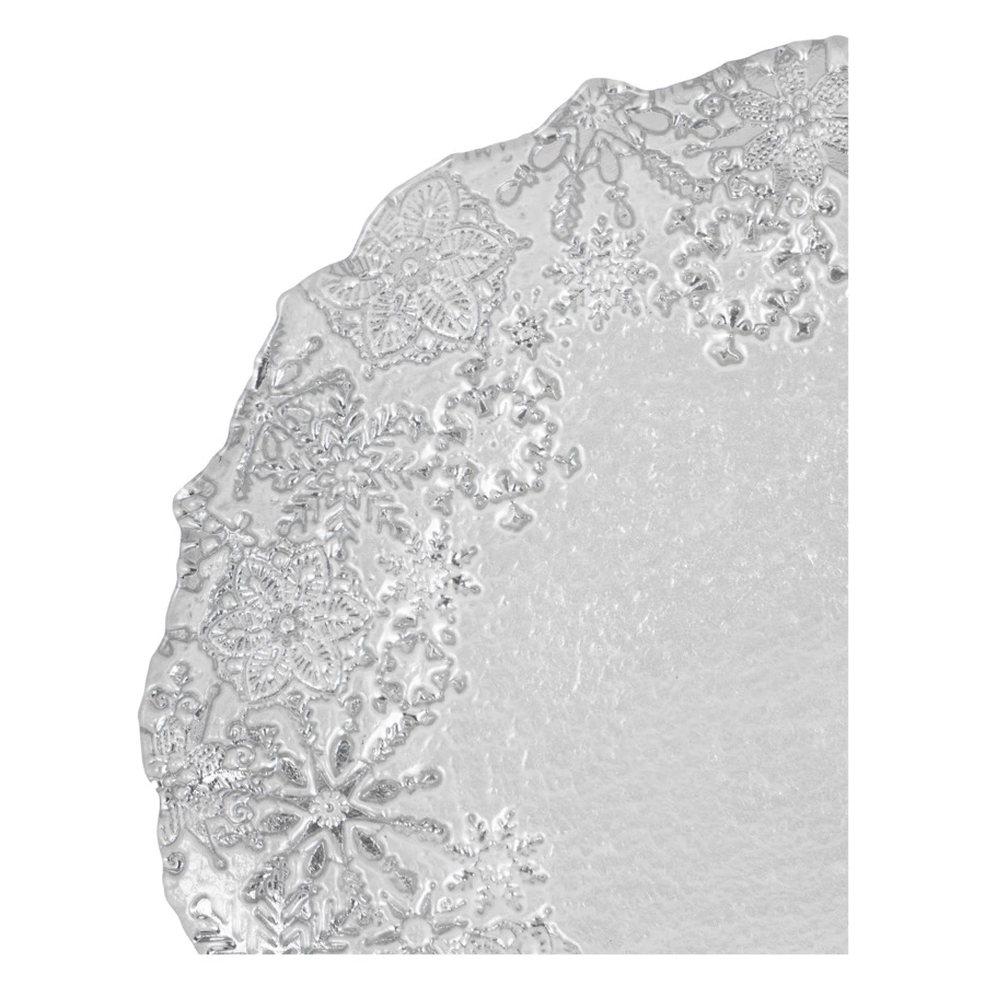 Тарелка десертная Akcam Снежные узоры 21 см, стекло, белый