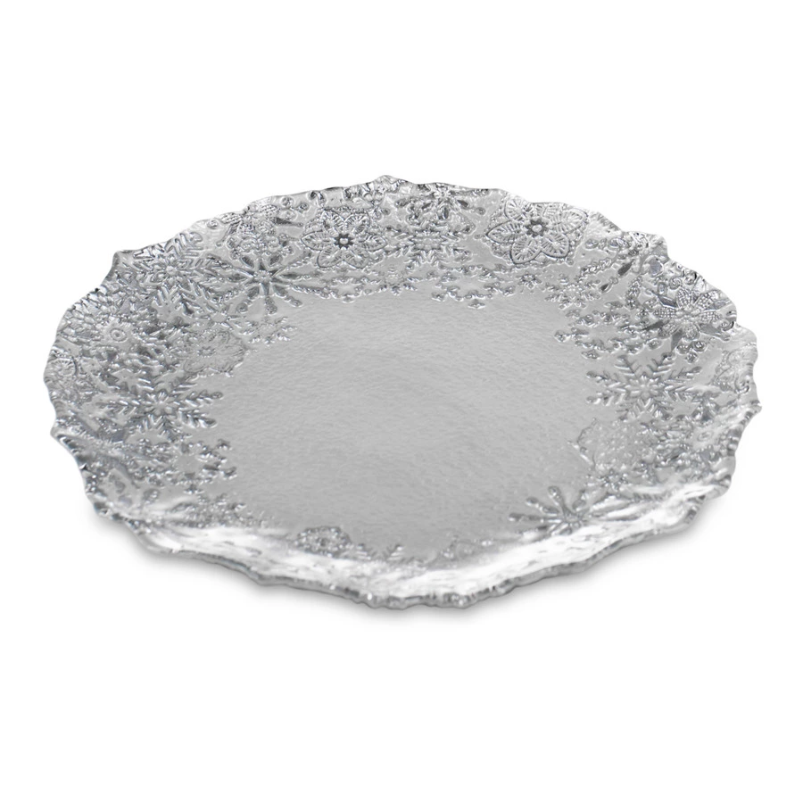 Тарелка десертная Akcam Снежные узоры 21 см, стекло, белый