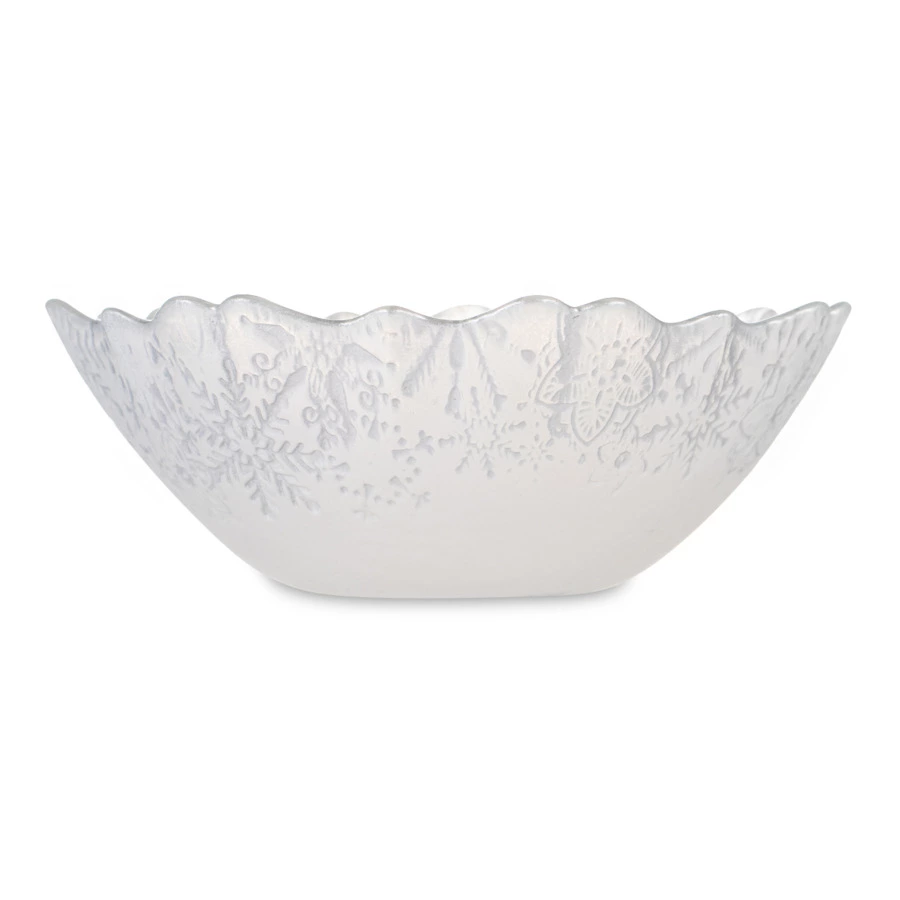 Салатник индивидуальный Akcam Снежные узоры 15 см, стекло, белый