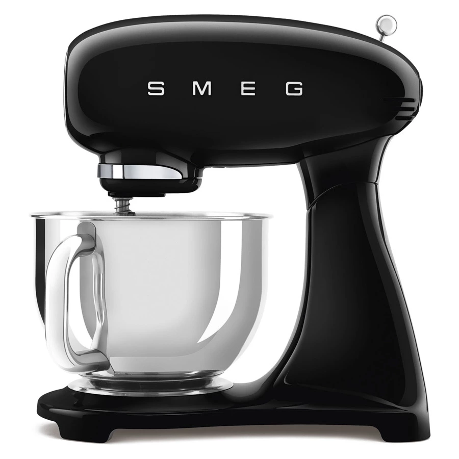 Миксер планетарный SMEG SMF03BLEU, 800 Вт, чаша стальная 4,8л, 3 насадки, алюминий литой, черный