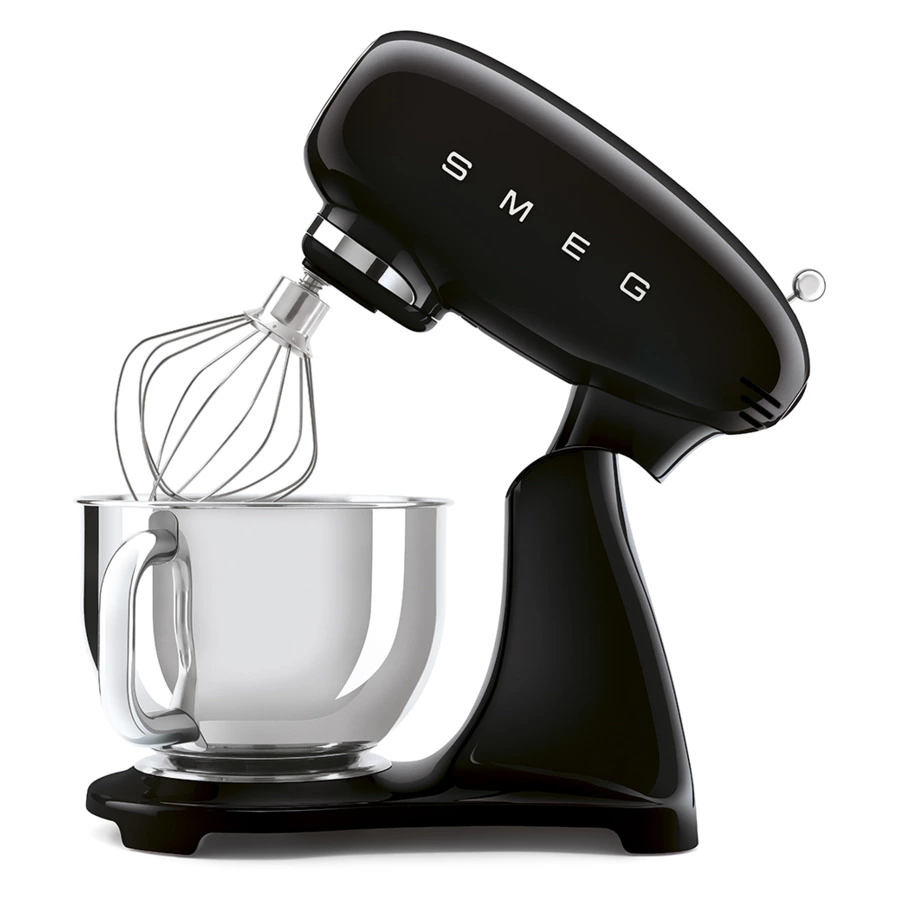 Миксер планетарный SMEG SMF03BLEU, 800 Вт, чаша стальная 4,8л, 3 насадки, алюминий литой, черный