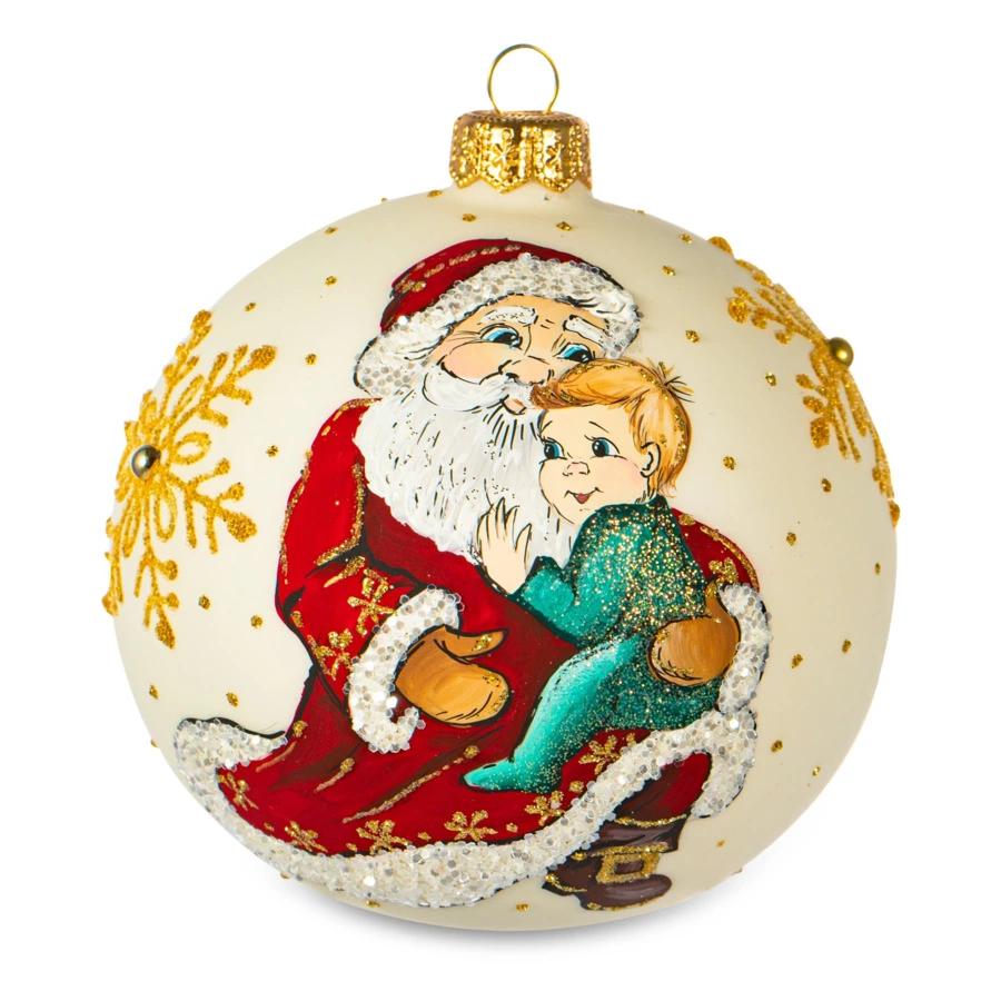 Елочное украшение шар IRENA KO "На руках у Деда Мороза" , d10см, стекло, п/к